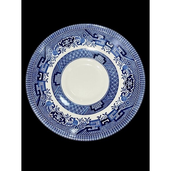 Vintage Blue Willow Churchill China Tea Cups & Saucers England Embossed Set of 4 - Picture 7 of 12